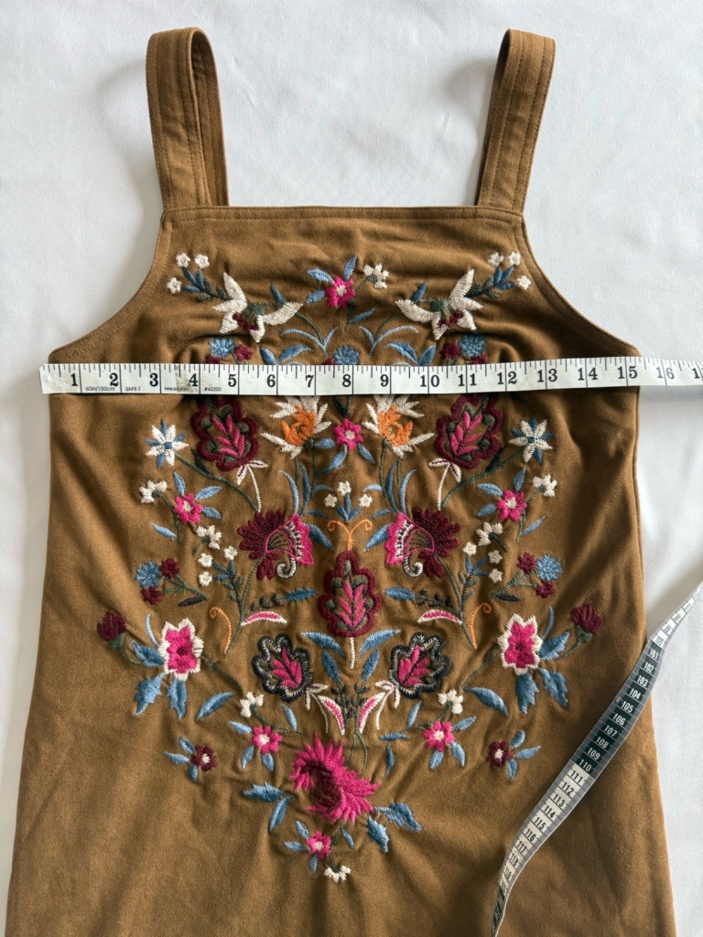 Abercrombie & Fitch Brown Floral Embroidered Faux Suede Dress - Picture 8 of 10
